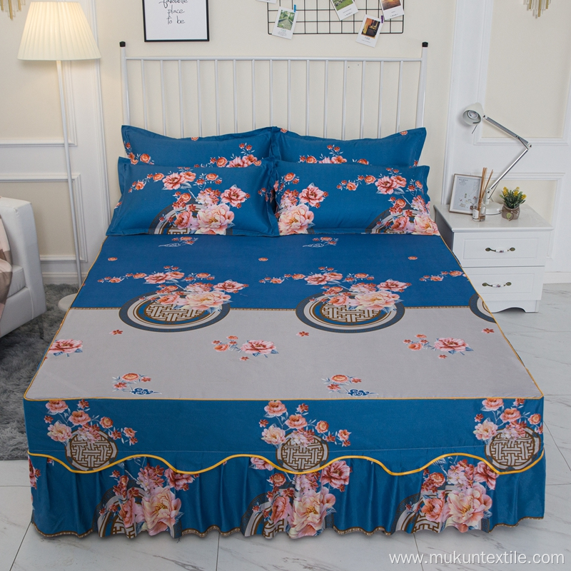 Printed cheap Homeuse bed skirt sets