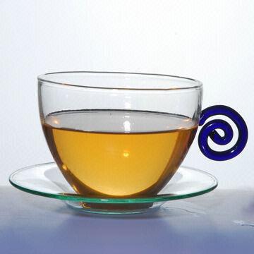 Translucent Glass Tea Cup with Saucer, Heat-resistant and Microwave Safe, Made of Borosilicate Glass