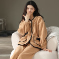 Winter coralwool pajamas with extra cardigan for women