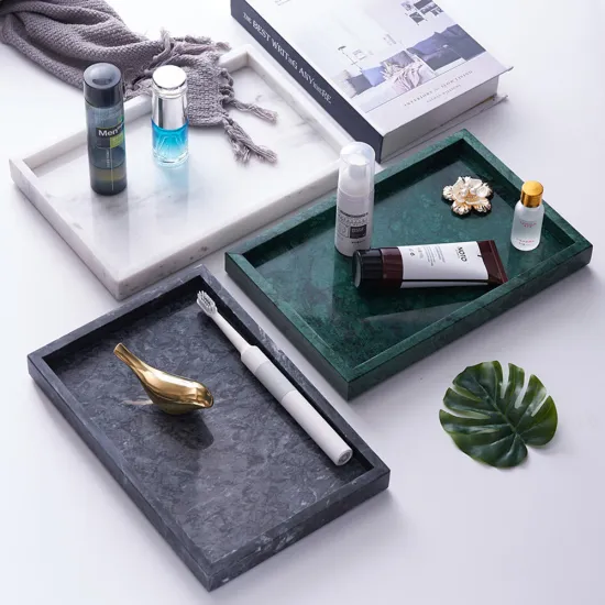 Modern Luxury Brass Jewelry Tray: White Marble Serving Tray for Home or Party
