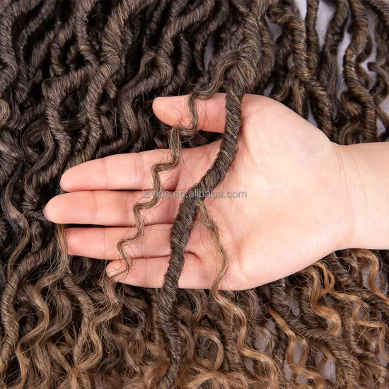 Alieader 14 Inch 18 Inch 24Strands Ombre Boho Messy Curly Faux Locs Crochet Hair Goddess River Locs Crochet Braid Hair Extension