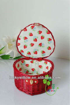 colorful cylindrical wicker storage basket with lids&lining