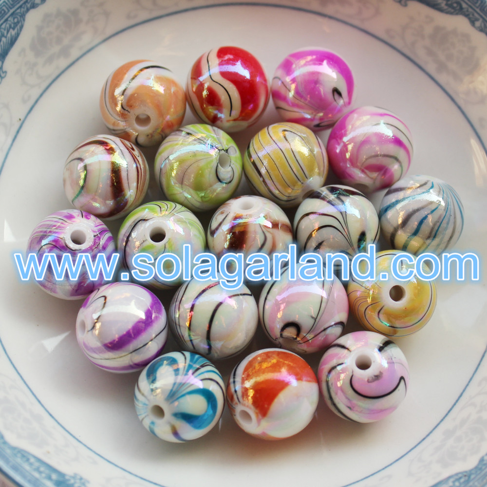 Acrylic Plastic Tie Dye Swirled Beads