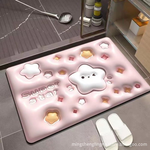 NEW 3D Bathroom Water Absorbent Rubber Door Mats