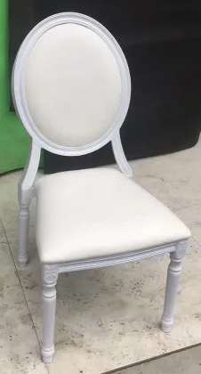 Factory Sale Wood Grain Stackable White Dining Banquet Aluminum Louis Chair