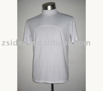 Dry fit turtle neck blank white short sleeve promotional t-shirt
