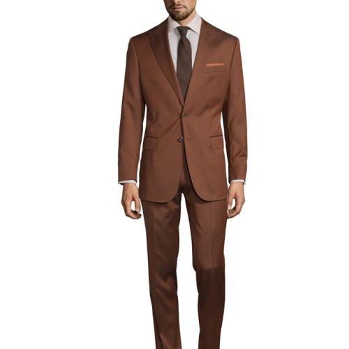 Elegant Slim Fit Bespoke Wool Brown Business Suits