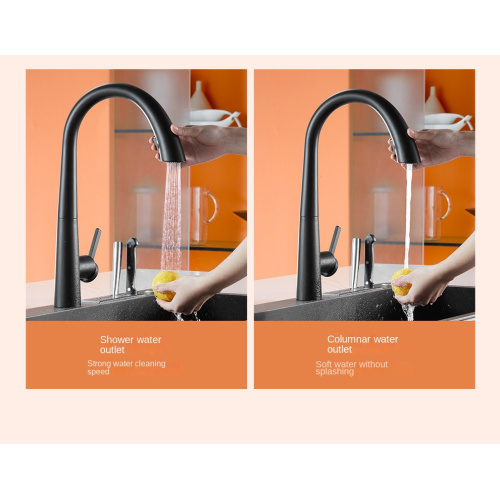 Single-Hole Pull Down Matte Black Kitchen Mixer Faucet