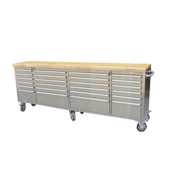 96 inch large stainless steel tool chest with 24 drawers