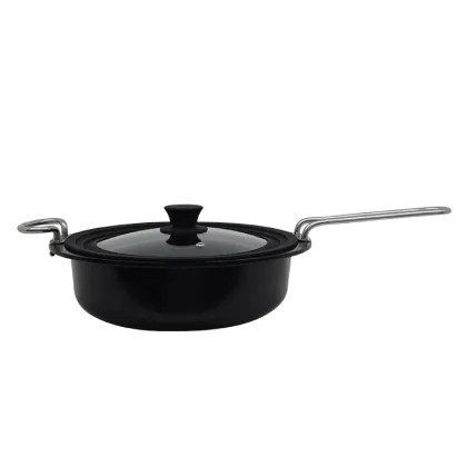 Black Metal Shallow Casserole with Lid