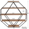 Große Achteck-geformte schwimmende Holzbuch-Wandregale