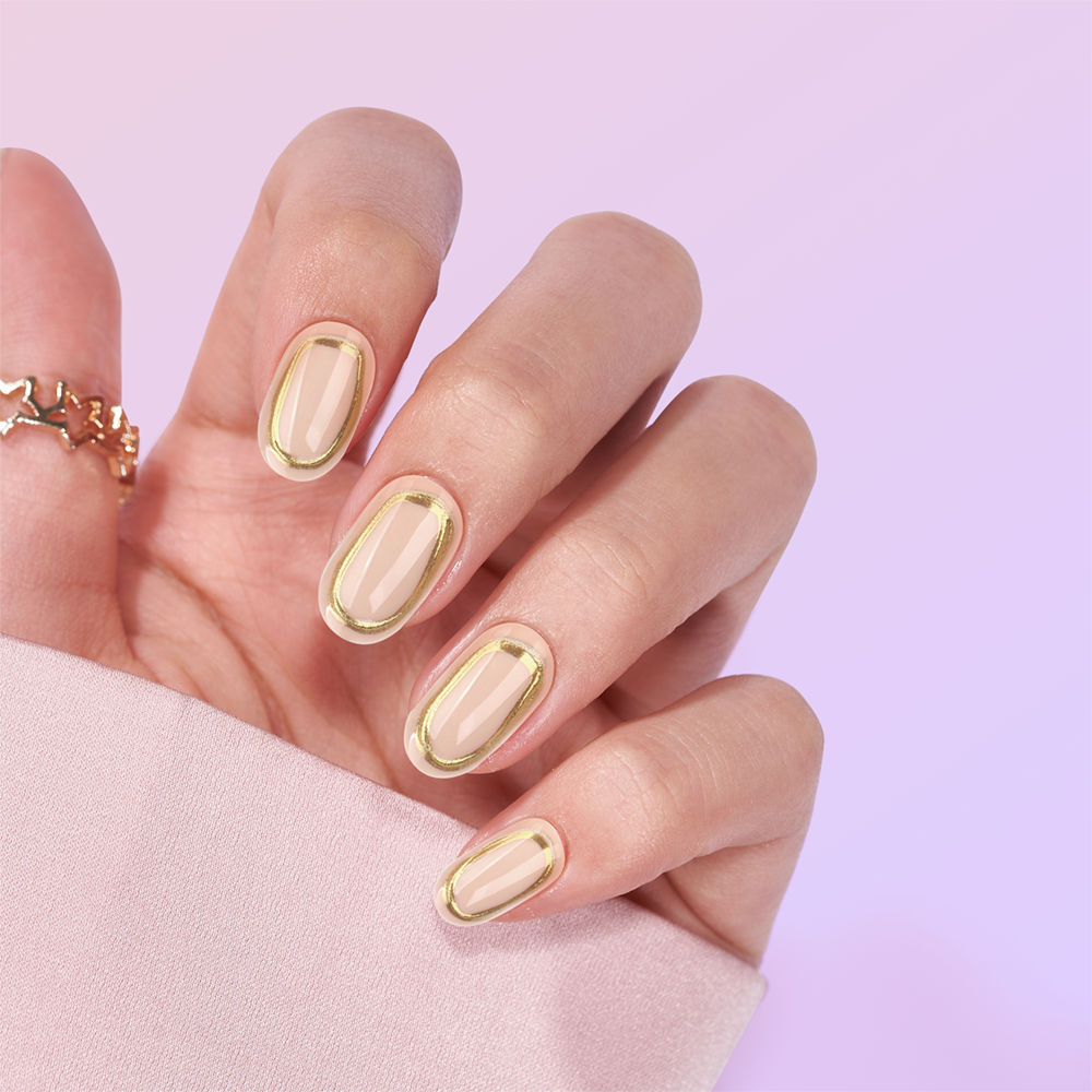 Nude Color Simple Laser Gold Edge Nail Stickers