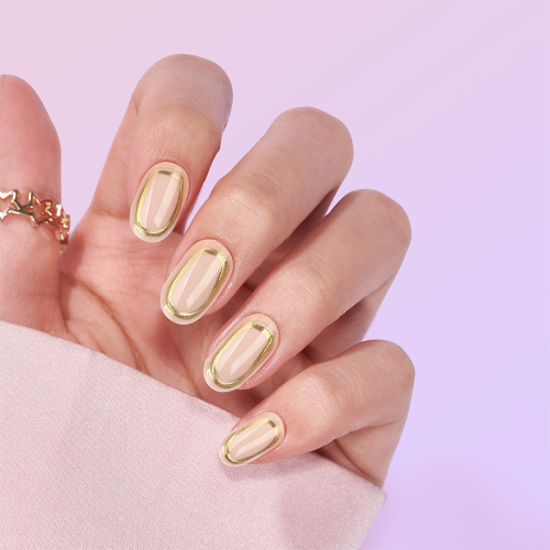 Nude Color Simple Laser Gold Edge наклеек ногтей