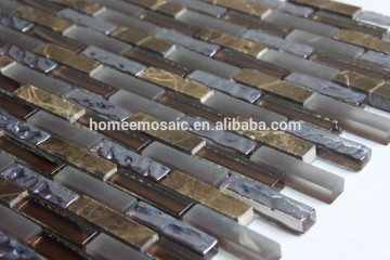 Glass stone linear blend mosaic tile for house wall cladding