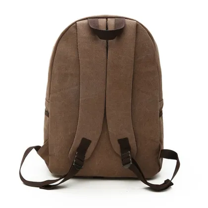 The new pure color canvas backpack men's backpack