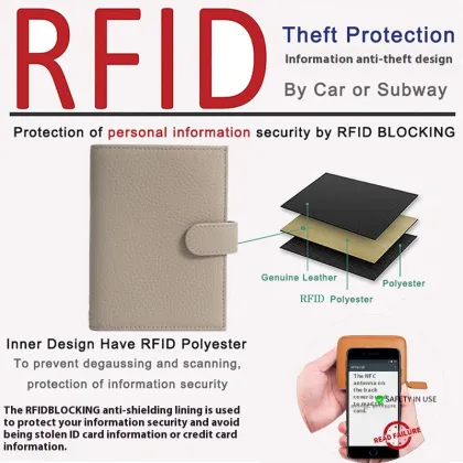 Ultra-Thin Multi-Functional Genuine Leather Passport Bag with Zipper Buckle