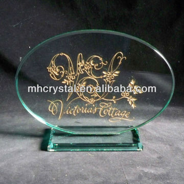 Engraved Jade Glass Oval Award MH-J0576