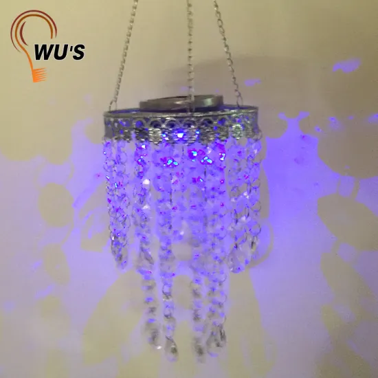 Fine appearance cheap metal solar lights decorative outfit string lights crystal pendant lights