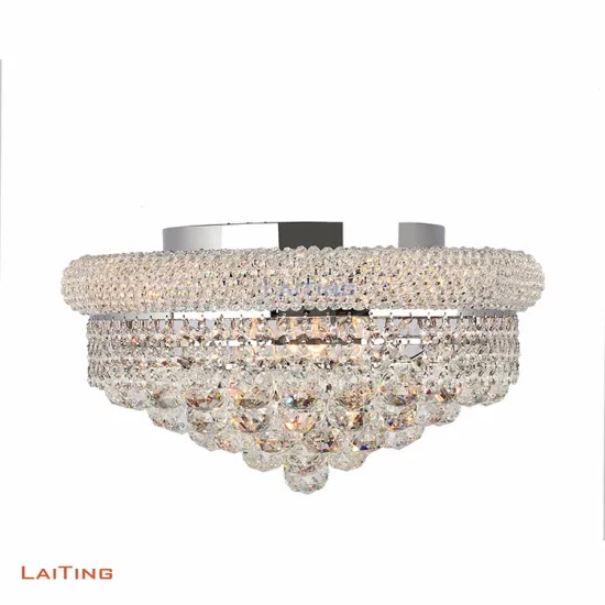 Modern Chrome Crystal Flush Mount Light - 12 Width Chandelier for Living Room, Bedroom, Hallway