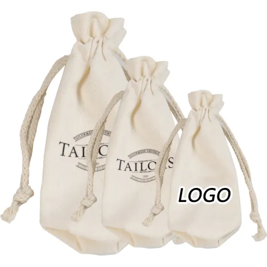 Cotton Small Canvas Drawstring Bag with Custom Printed Logo