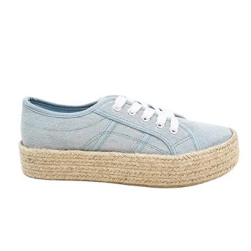 Factory Manufacture Women's Canvas Espadrille Shoes Lace Up Vulcanized Flat