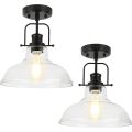 Semi Flush Mount Glass Shade Ceiling Lamp