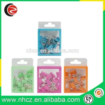 colorful 19MM binder clips in pvc box