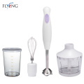 Quiet hand held blender with measure cup