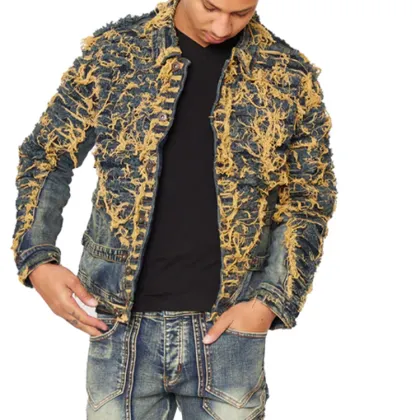 Destroy Washing OEM Custom Mens Denim Jacket