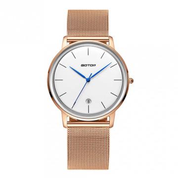 GOLD MEN'S WATCH WITH METAL MESH BAND