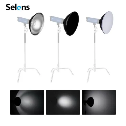 Selens 42cm Silver Beauty Dish with Bowens Mount and Grid for Flash Photography