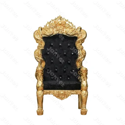 Luxury Royal Dragon Armrest Black Velvet Throne Chair