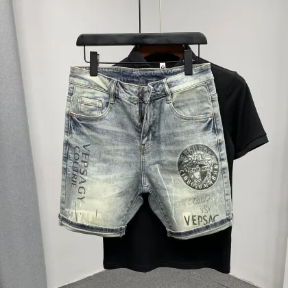 Urban Men's Knitted Cotton Elastic Shorts - Fashion Denim Style Jeans