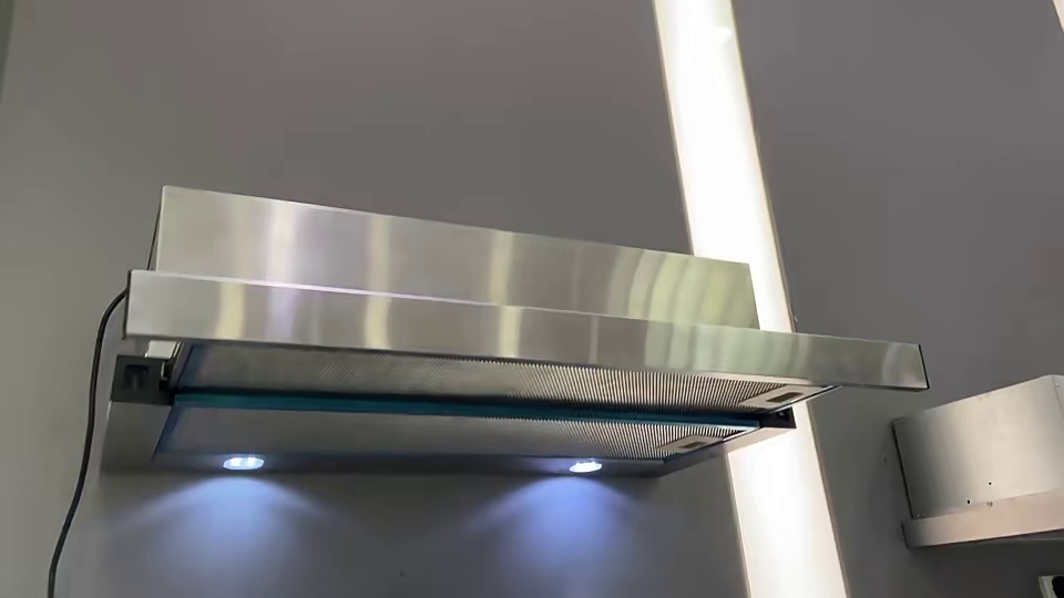 Factory price 60cm China Supplier  SS Printed  Push Button Kitchen Use Slide-Out Telescopic Range Hood