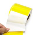 Rouleau d'autocollante d'étiquette thermique de couleur jaune vide