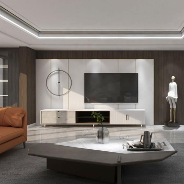 Black Marble Top Modern TV Cabinet for Living Room