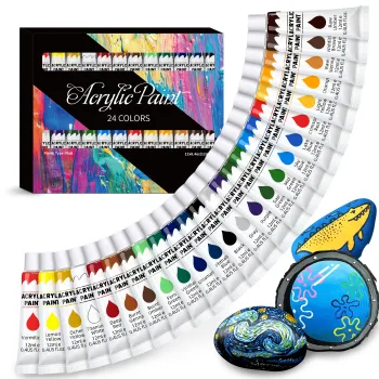 24-Color Non-Toxic Acrylic Paint Set for Arts and Crafts