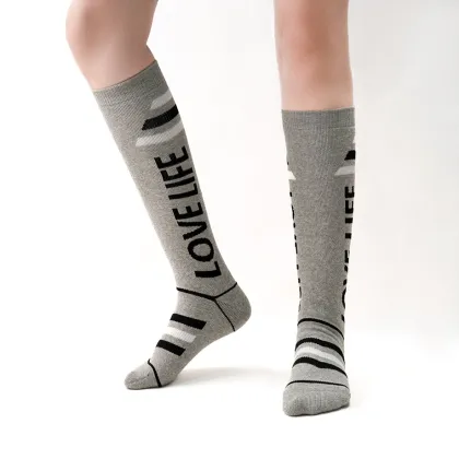 Women's woolen cabled stockings