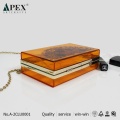 Caja de bolso de mano de acrílico APEX con botón de metal