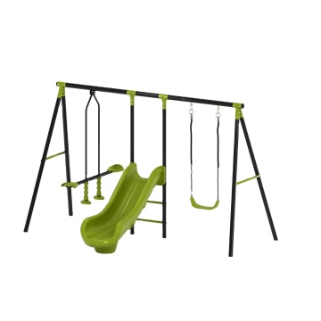 EJPLAY Outdoor Baby Swing with Plastic Slide