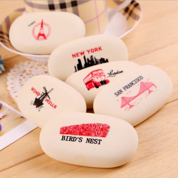 Wholesale TPR Oval Colored Soft Rubber Erasers for Kids