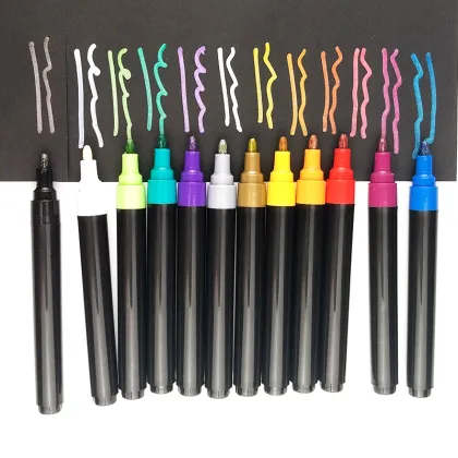 Wholesale DIY Metal Waterproof Permanent Paint Marker Pens - 12 Assorted Colors Sharpie Gold and Silver