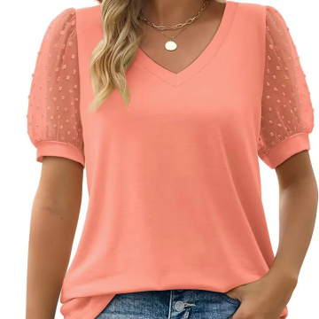 Crew-Neck Woven Short-Sleeved Top