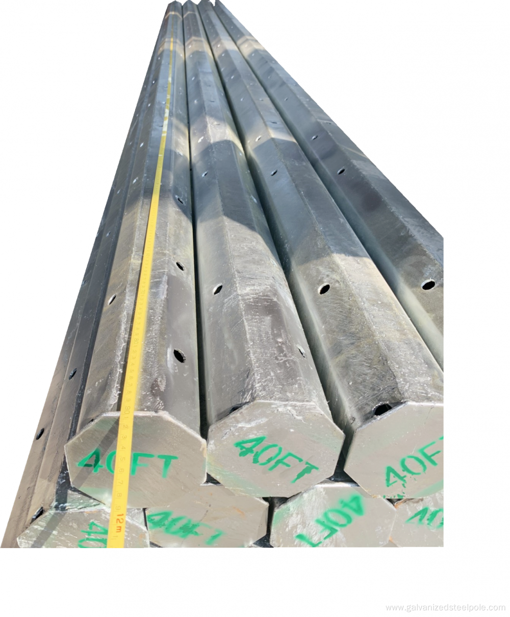 Octagonal galvanized longitudinal welded steel pole