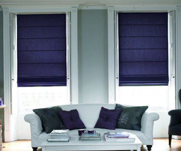 Blue fabric roman blinds