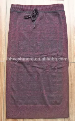 Fancy skirt designs rayon nylon lurex blended drawstring jersey knitted max skirt