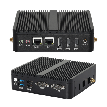 Fanless Mini PC J6412 N100 RS232 Paparan Triple