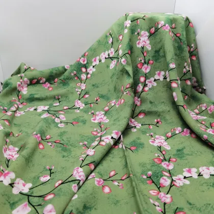 100% Rayon Viscose Woven Challis Flower Print Fabric