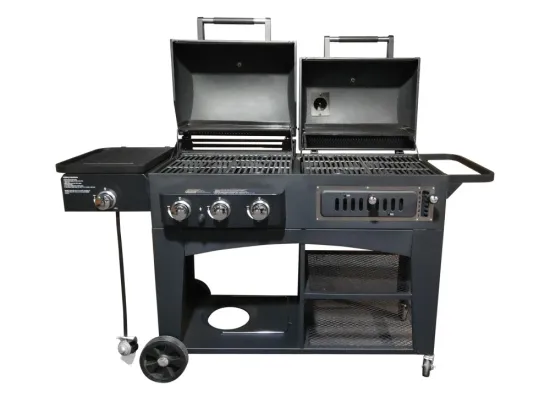New Design Trolley Moveable Charcoal and Gas Combo Grill for Outdoor