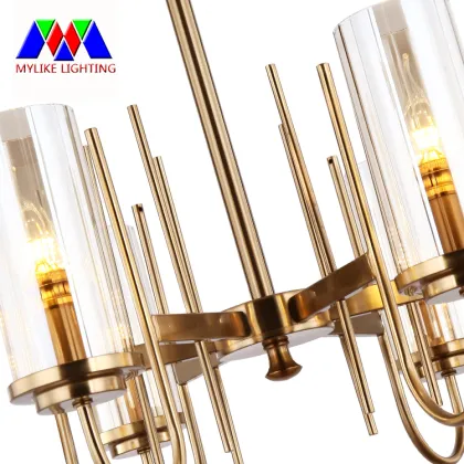 Rustic Hotel Lobby Chandeliers: Chinese Copper Electric Candles for Dining Room